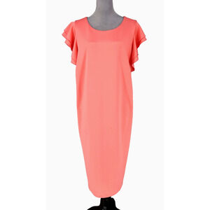 Tommy Hilfiger Dress Plus Size 22W Salmon Pink Stretch Knit Zip Flutter Sleeve